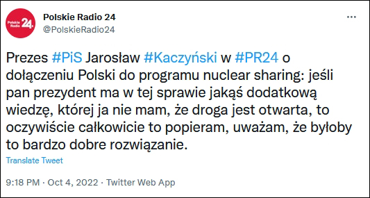 波兰总统首度披露：正与美讨论核共享应对俄“威胁”