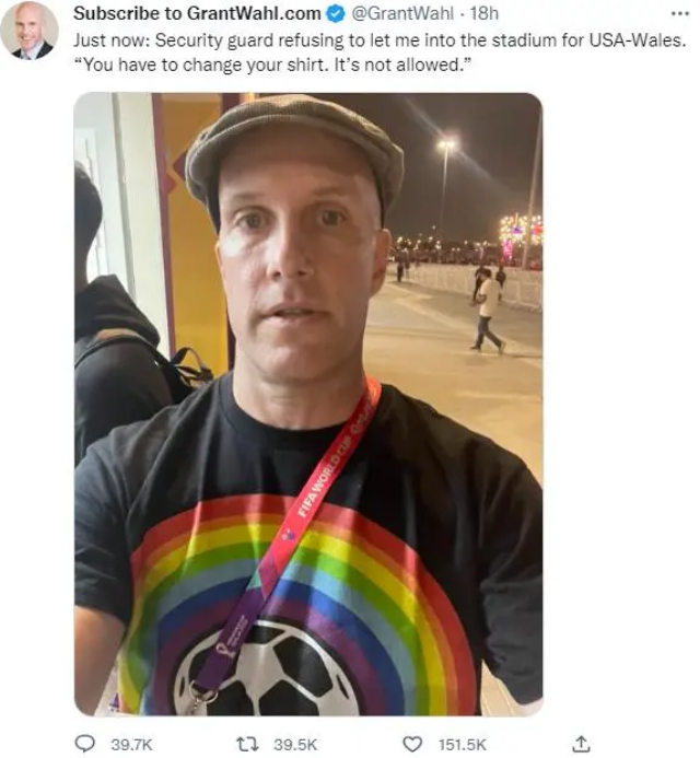 美国世界杯记者突然死在球场，曾因在当地穿彩虹T恤被扣留