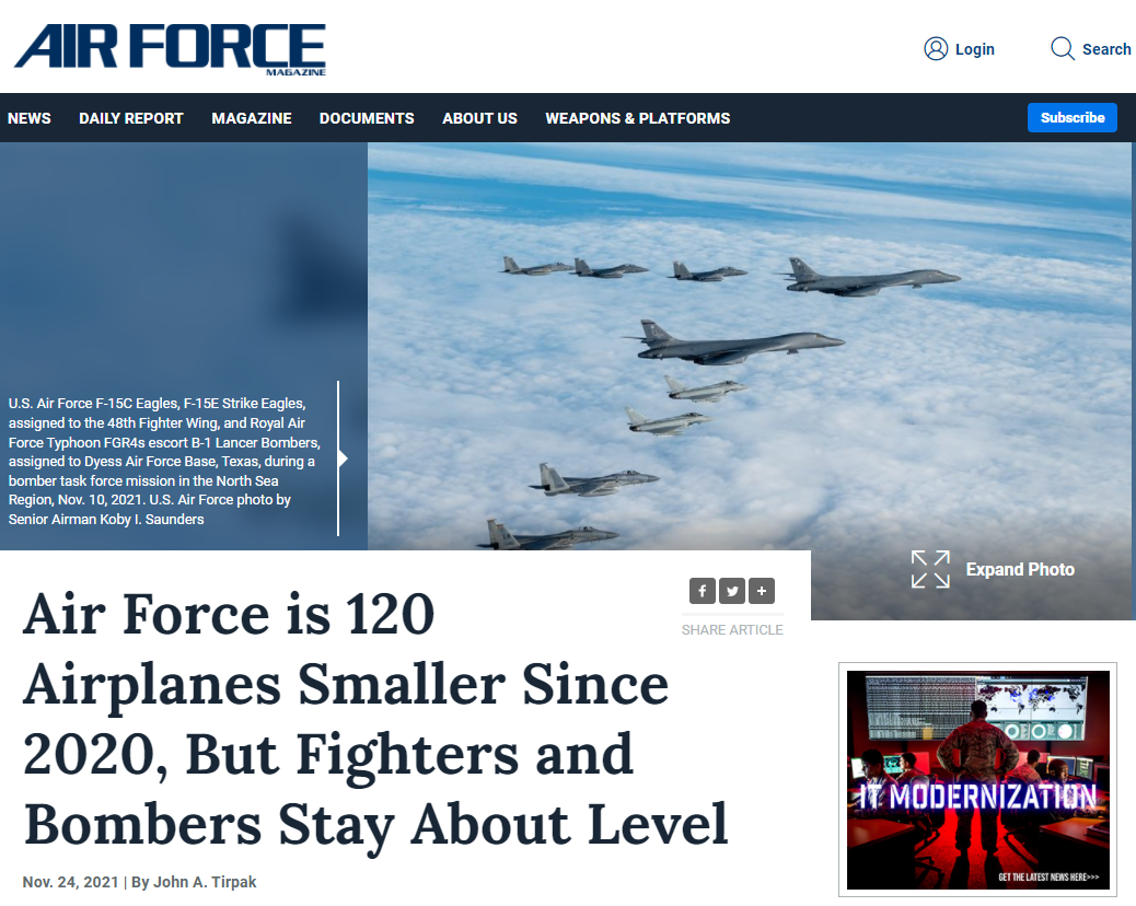 美媒：美国空军“砍掉”120架战机 总数仍超2300架 (http://www.ix89.net/) 军事 第1张