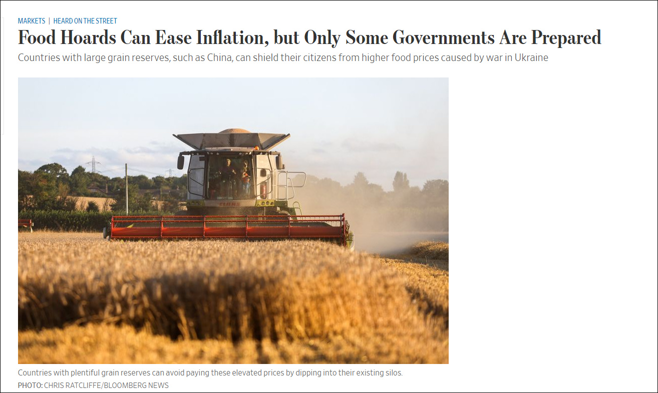 华尔街日报：俄乌开打粮价看涨，“中国准备最充分”