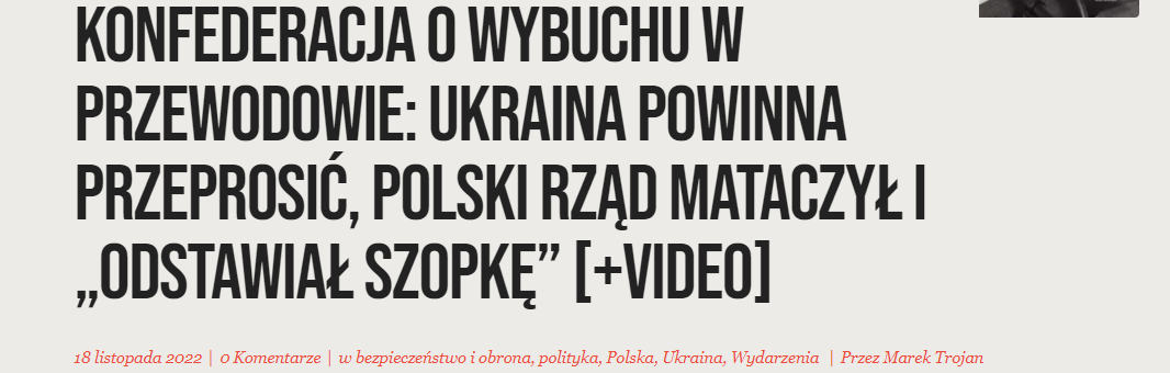 波兰议员要求乌方就导弹事件道歉赔偿：泽连斯基挑衅